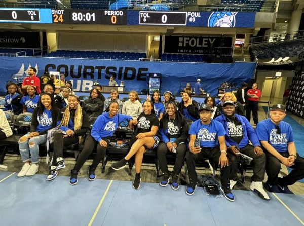 Courtside at a Chicago Sky Game with the Lady Pirates during the summer.